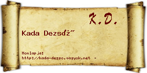 Kada Dezső névjegykártya